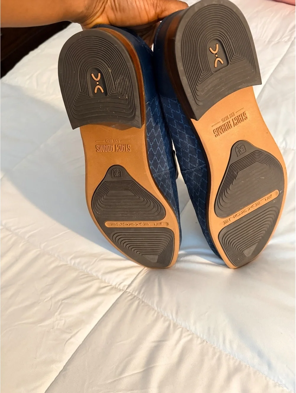 Stacy Adams Flexzon Blue Patterned Loafers with Gold Accent